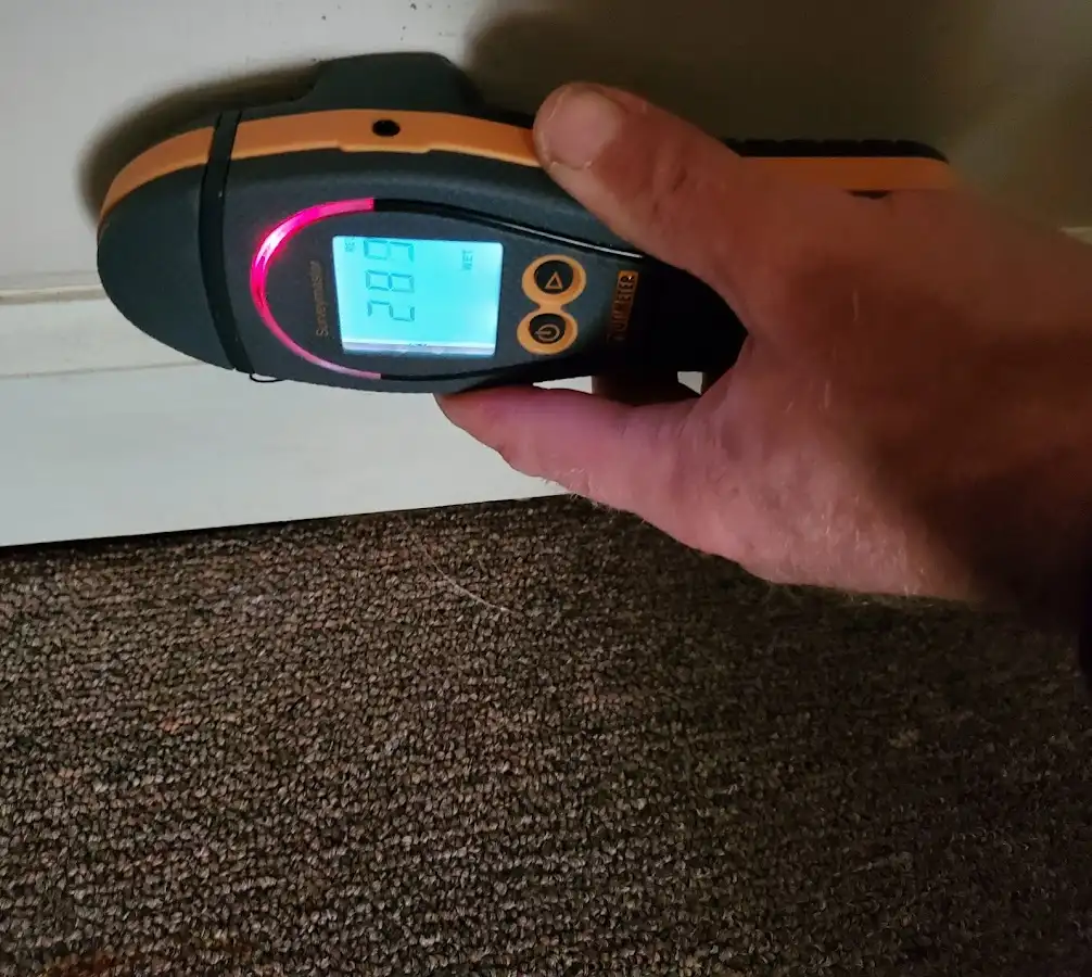 Moisture detection at baseboard during Mold Inspection & Testing in Oxford